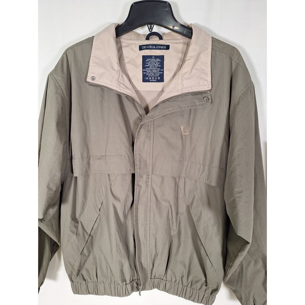 Devon & Jones Men's Green Zipper Windbreaker Jacket Size Medium - Picture 2 of 5